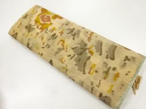 アンティーク　抽象草花模様織り出し銘仙着物洗い張り